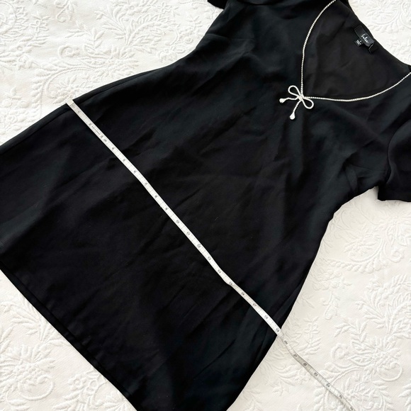 NWOT Lulus Charming Sparkle Black Rhinestone Bow Short Sleeve Mini Dress Small - Picture 8 of 8